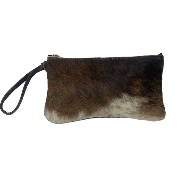 Wild Goose Clutch Hair on Hide Leather Wristlet Brown Small Zip Western Boho - Picture 4 of 13